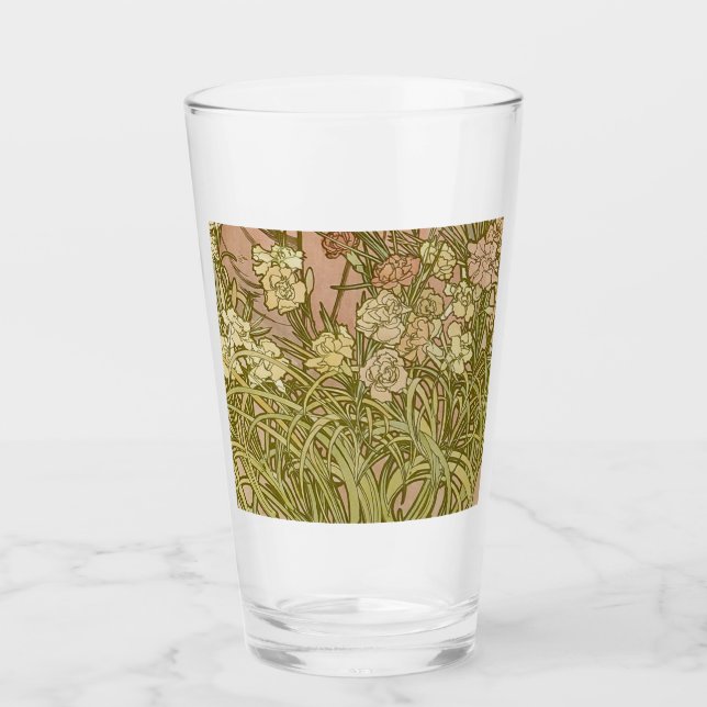 Art Nouveau Alfonse Mucha Blumenzucht Blume Glas (Vorderseite)