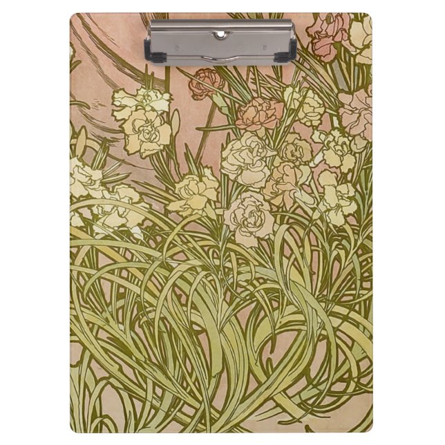 Art Nouveau Alfonse Mucha Blumenzucht Blume Klemmbrett (Vorderseite)