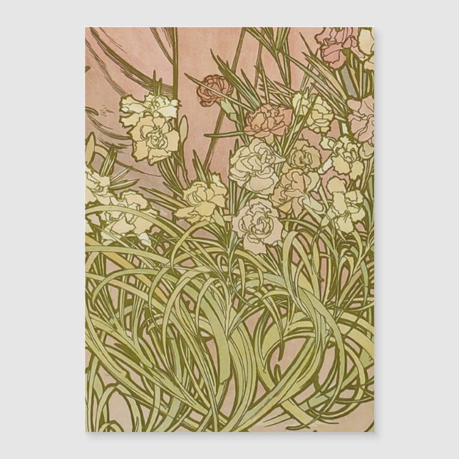 Art Nouveau Alfonse Mucha Blumenzucht Blume Magnetkarte (Vorderseite)