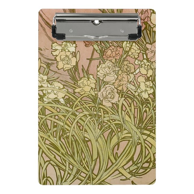 Art Nouveau Alfonse Mucha Blumenzucht Blume Mini Klemmbrett (Vorderseite)