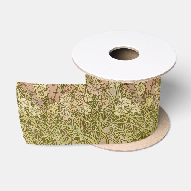 Art Nouveau Alfonse Mucha Blumenzucht Blume Satinband (Spule)
