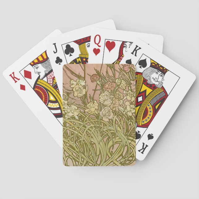 Art Nouveau Alfonse Mucha Blumenzucht Blume Spielkarten (Rückseite)