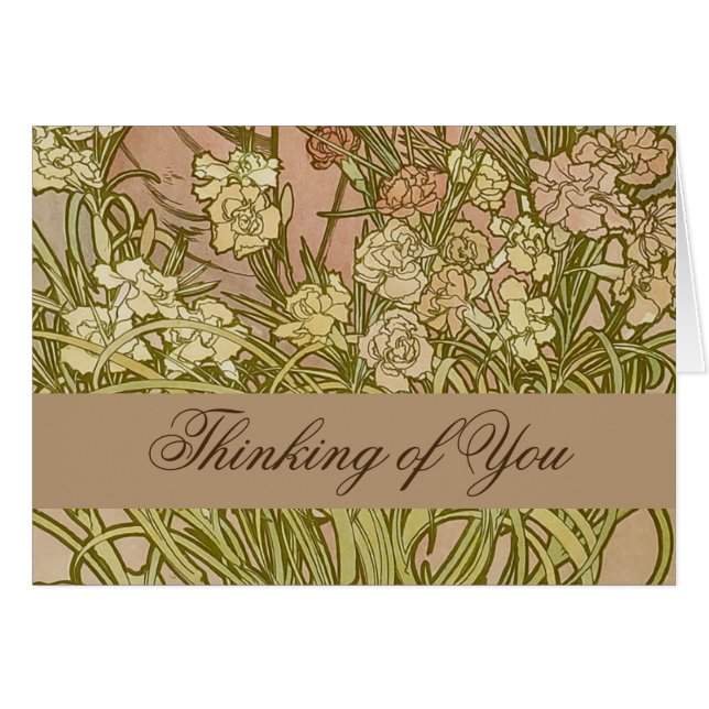 Art Nouveau Alfonse Mucha fleurs d'oeillets floral (Devant horizontal)