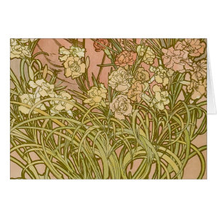 Art Nouveau Alfonse Mucha fleurs d'oeillets floral