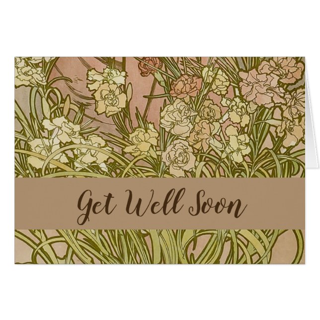 Art Nouveau Alfonse Mucha fleurs d'oeillets floral (Devant horizontal)