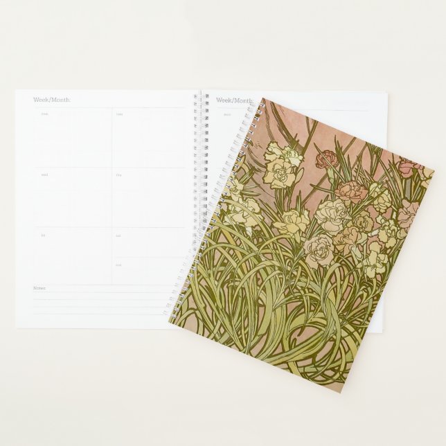 Art Nouveau Alfonse Mucha fleurs d'oeillets floral (Devant avec enveloppe)