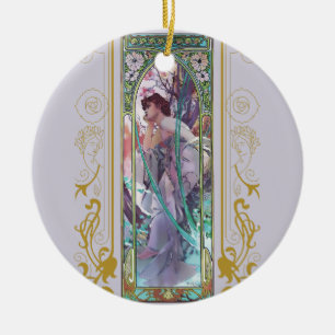 Art Nouveau Alphonse Mucha Abendbetrachtung Keramik Ornament