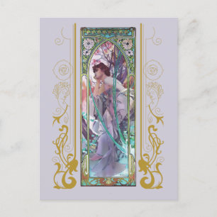 Art Nouveau Alphonse Mucha Abendliche Kontemplatio Postkarte