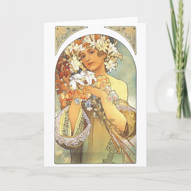 Art Nouveau - Alphonse Mucha "Blume" Karte (Vorderseite)