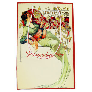 Art nouveau Alphonse Mucha Chrysantheme Herbst Mittlere Geschenktüte