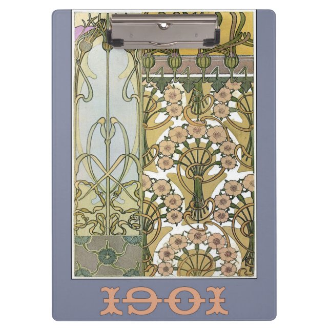 Art Nouveau alphonse mucha florale art 1901 Klemmbrett (Vorderseite)