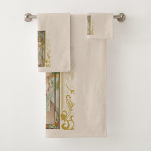 Art Nouveau Alphonse Mucha - Morgens Erwachen Badhandtuch Set
