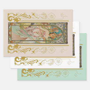 Art Nouveau Alphonse Mucha - Morgens Erwachen Geschenkpapier Set