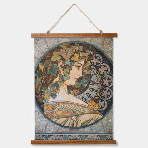 Art Nouveau Alphonse Muchas Naturgöttin Wandteppich Mit Holzrahmen