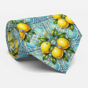 Art Nouveau Amalfi Zitronen Diamanten Herren Krawatte