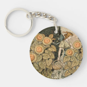 Art Nouveau ancien Jardin de Tournesols d'Août