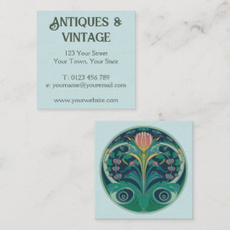 Art Nouveau Aqua Grün Quadratische Visitenkarte