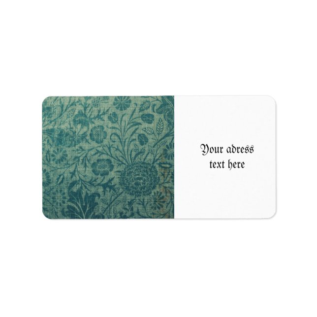 Art Nouveau,aquamarin,William Morris-Stil, floral, Adressaufkleber (Vorne)