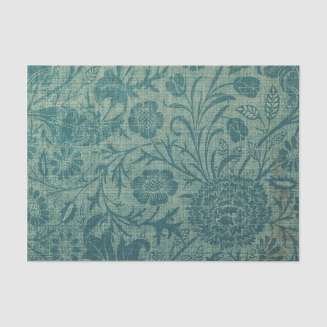Art Nouveau,aquamarin,William Morris-Stil, floral, Seidenpapier (Vorderseite)