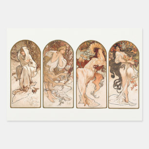 Art Nouveau, Art Deco, Saison, Deco Mucha Geschenkpapier Set