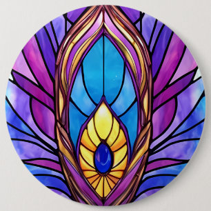 Art Nouveau Art verkleidet Glass Peacock Feather Button