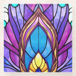 Art Nouveau Art verkleidet Glass Peacock Feather Glasuntersetzer