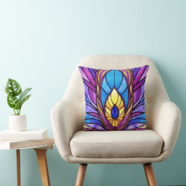 Art Nouveau Art verkleidet Glass Peacock Feather Kissen
