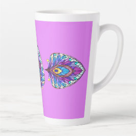 Art Nouveau Art verkleidet Glass Peacock Feather Milchtasse