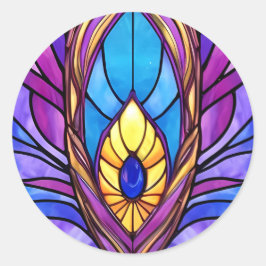 Art Nouveau Art verkleidet Glass Peacock Feather Runder Aufkleber