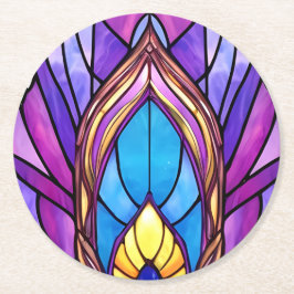 Art Nouveau Art verkleidet Glass Peacock Feather Runder Pappuntersetzer