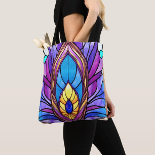 Art Nouveau Art verkleidet Glass Peacock Feather Tasche