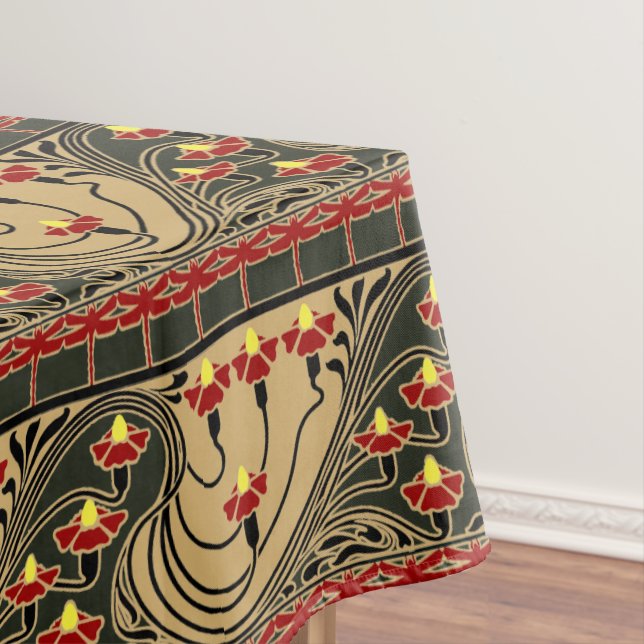 Art Nouveau Arts & Crafts Dragonfly Floral Frieze Tischdecke (Beispiel)
