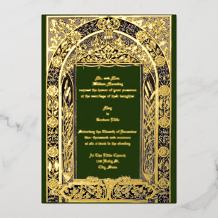 Art Nouveau aus der viktorianischen Ära mit Blattw Folieneinladung