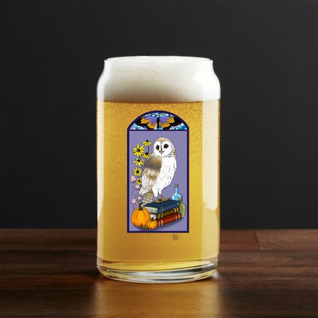 Art Nouveau Barn Owl Pumpkins Bücher Dosenglas (Von Creator hochgeladen)