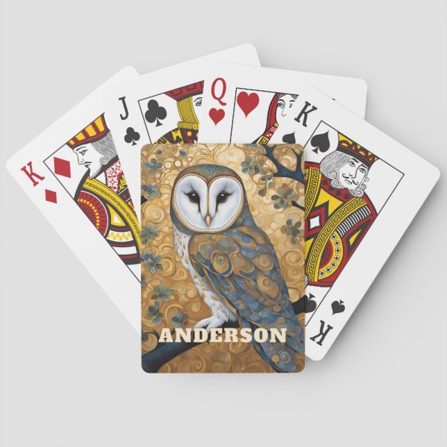 Art Nouveau Barn Owl Spielkarten (Rückseite)
