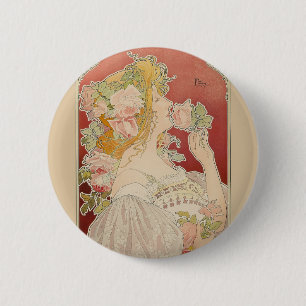Art Nouveau Belle Époque Dame Rosen Livemont Button