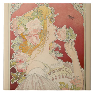 Art Nouveau Belle Époque Dame Rosen Livemont Fliese