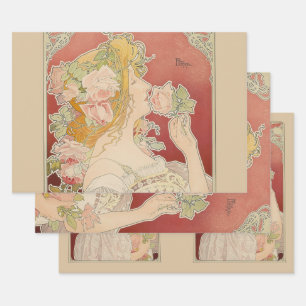 Art Nouveau Belle Époque Dame Rosen Livemont Geschenkpapier Set