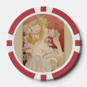 Art Nouveau Belle Époque Dame Rosen Livemont Pokerchips