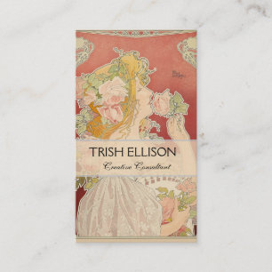 Art Nouveau Belle Époque Dame Rosen Livemont Visitenkarte
