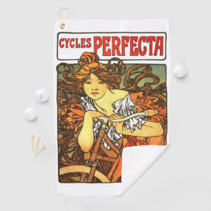 Art Nouveau Bicycle Mucha Art Collection Golfhandtuch