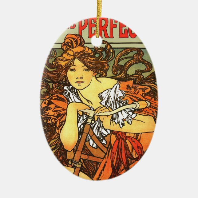 Art Nouveau Bicycle Mucha Art Collection Keramik Ornament (Vorne)