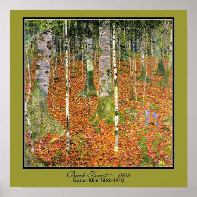 Art Nouveau Birch Forest Gustav Klimt 1903 Poster (Vorne)
