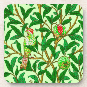 Art Nouveau Bird and Pomegranate, Limes Green Getränkeuntersetzer