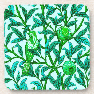 Art Nouveau Bird and Pomegranate, Turquoise & Aqua Getränkeuntersetzer