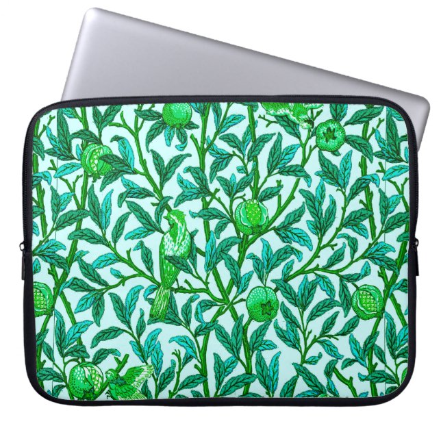 Art Nouveau Bird and Pomegranate, Turquoise & Aqua Laptopschutzhülle (Vorderseite)