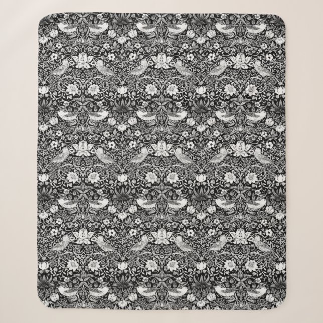 Art Nouveau Bird & Blume Tapestes, Black & White Sherpadecke (Vorderseite)