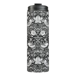 Art Nouveau Bird & Blume Tapestes, Black & White Thermosbecher