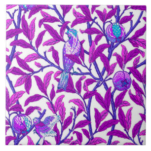 Art Nouveau Bird & Pomegranat, Amethyst Lila Fliese