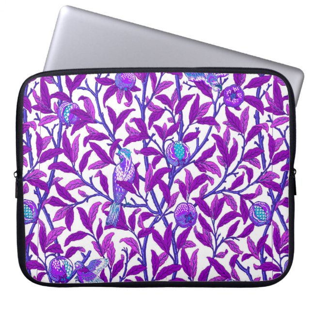 Art Nouveau Bird & Pomegranate, Amethyst Lila Laptopschutzhülle (Vorderseite)